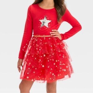 Cat & Jack red star Christmas dress tutu girls size 4/5 cat & jack
